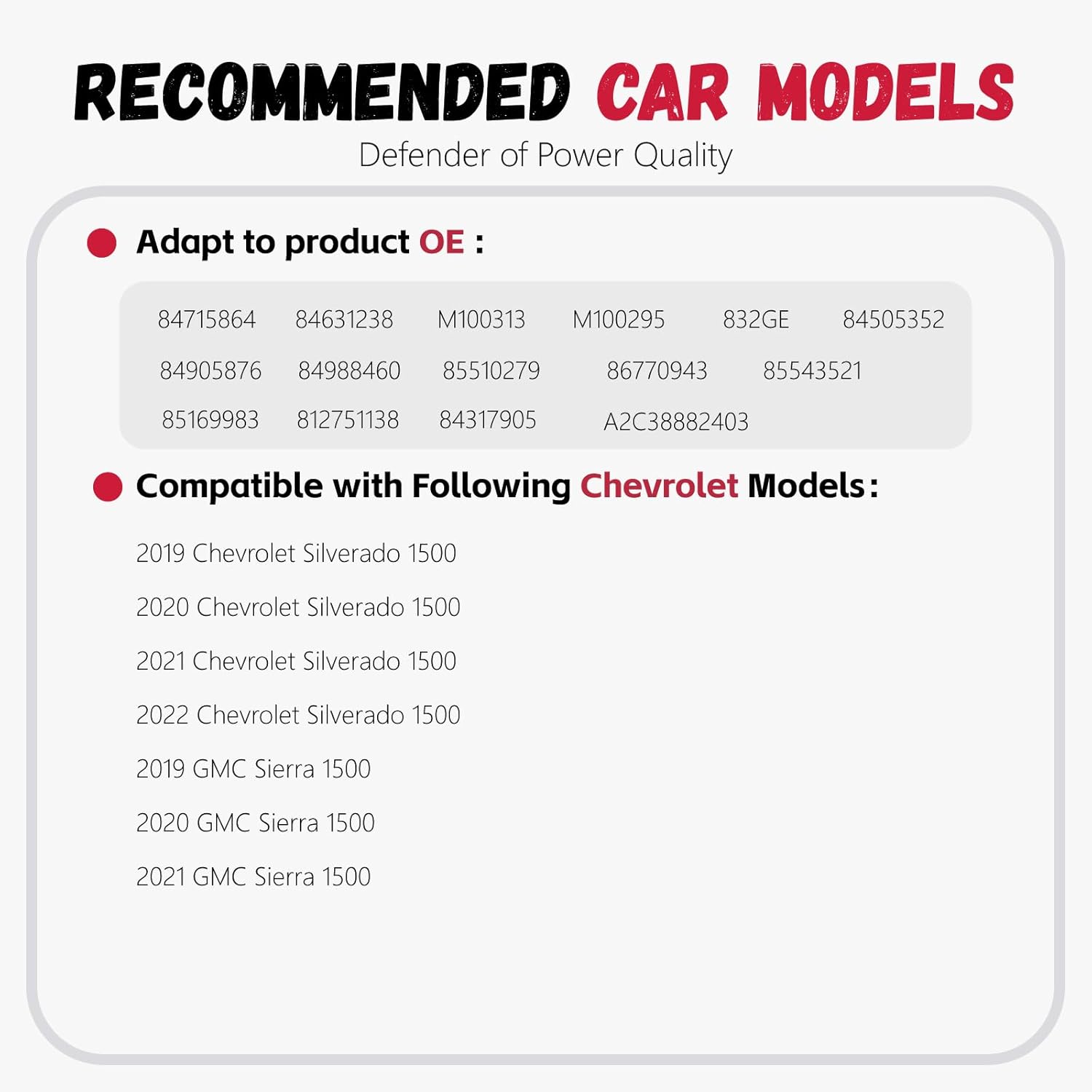 84505356 84631238 M100313/Fuel pump Assembly/Compatible with Chevy Silverado 1500 GMC Sierra 1500 2019 2020/Replace with 84505356, 86770979, M1000313