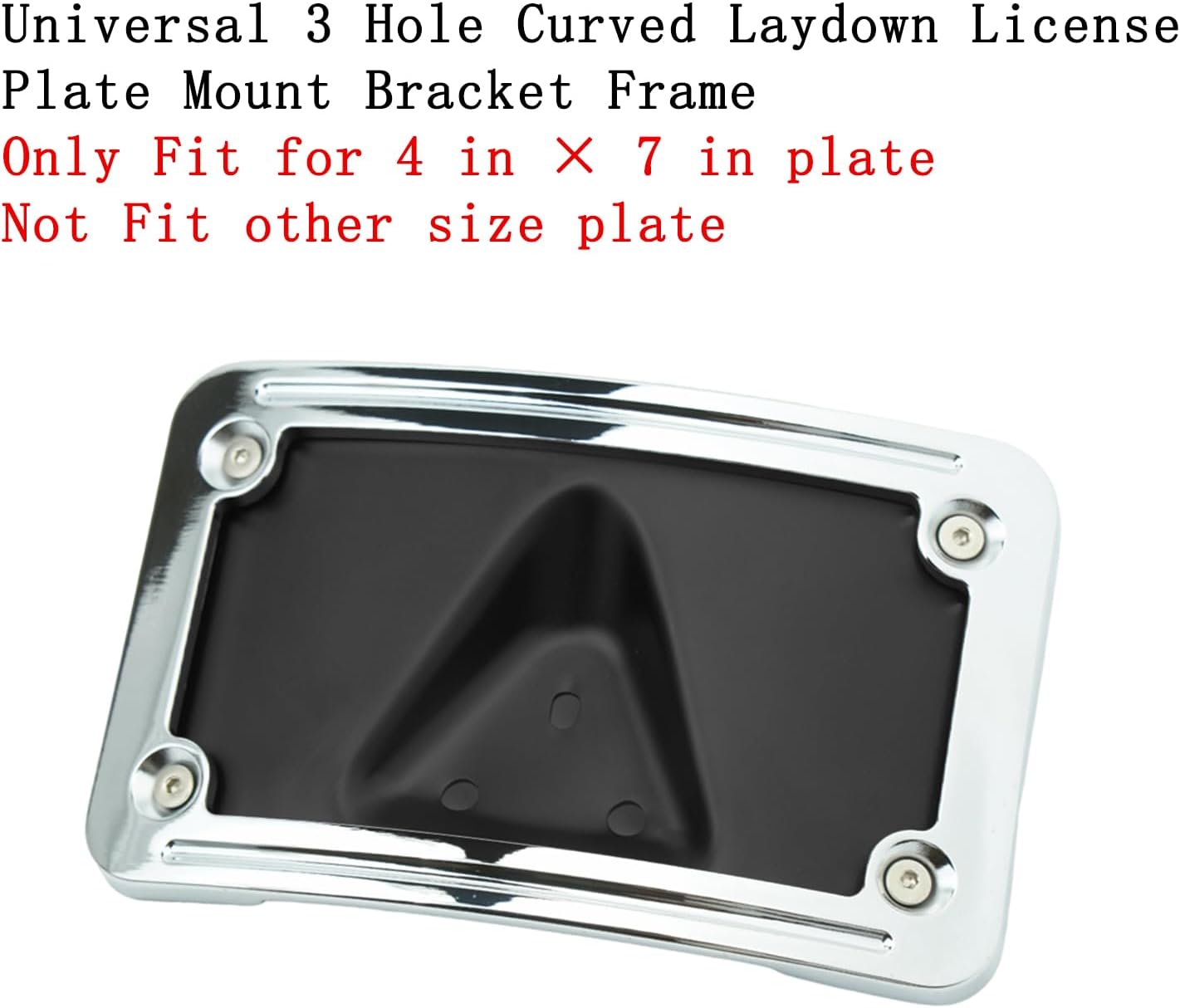 3148 Curved Laydown License Plate Mount with Frame for Harley 3 Hole Mount, Rear License Plate Bracket (Silver)