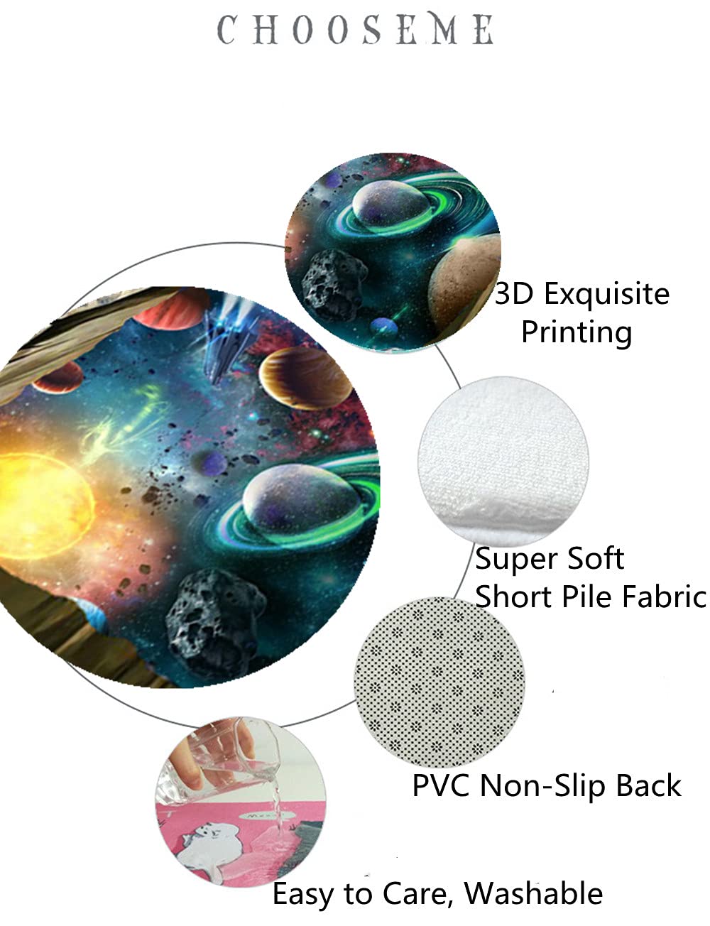 Tapis Galaxy Starry Sky Salon Tapis Enfants Ado Chambre Tapis Anti-dérapant Super Doux Cosmic Planet Vaisseau Spatial Météorite 3D Bébé Tapis Game Tapis de Yoga Rug (Galaxie 1,120_x_180_cm)