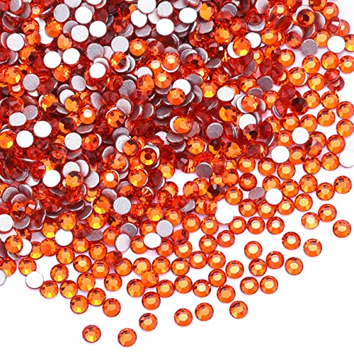 1440Pcs Flat Back Glass Rhinestones for Bedazzling(2.8mm,Orange)