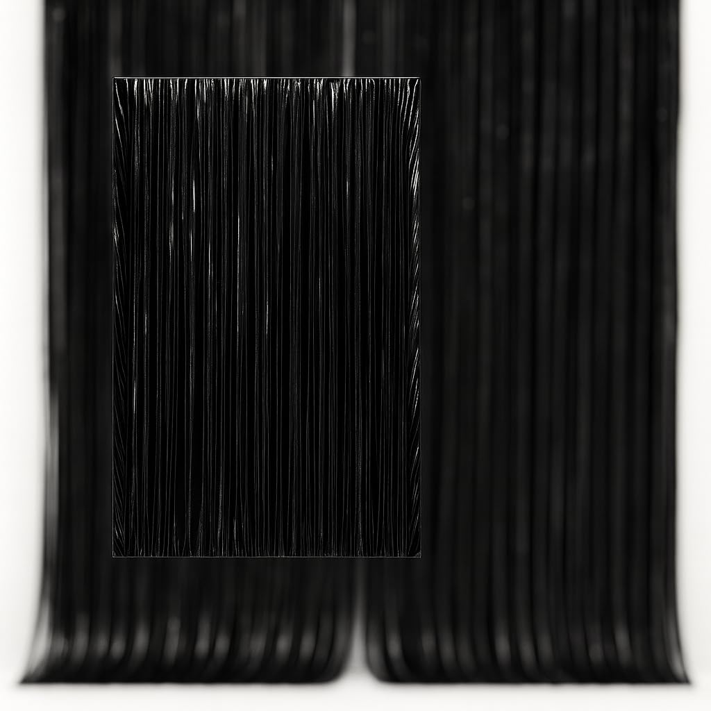 Matte Black Tinsel Foil Curtain 2Pcs - Party Decor 3.2ft x 6.4ft | Shimmering Door & Wall Decoration for Birthday, Wedding, Christmas, New Year, Photo Booth & Event Decoration — image 1