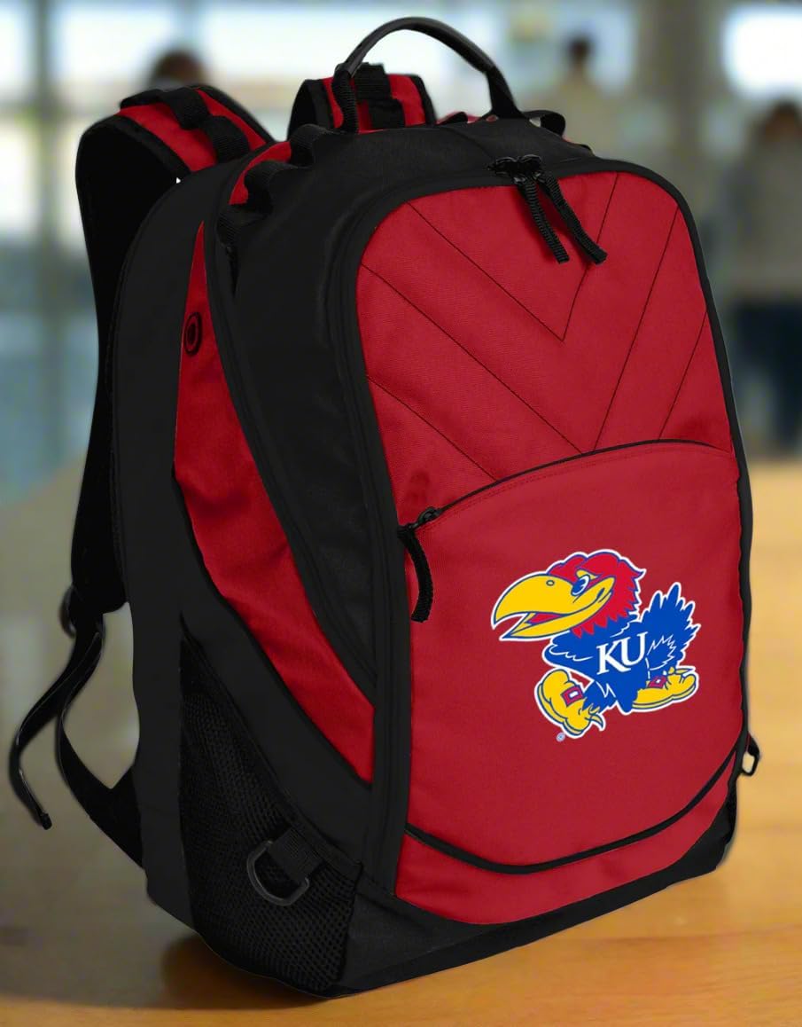 Broad Bay Kansas Jayhawks Backpack Official University of Kansas Bag w/Laptop Section (Red)