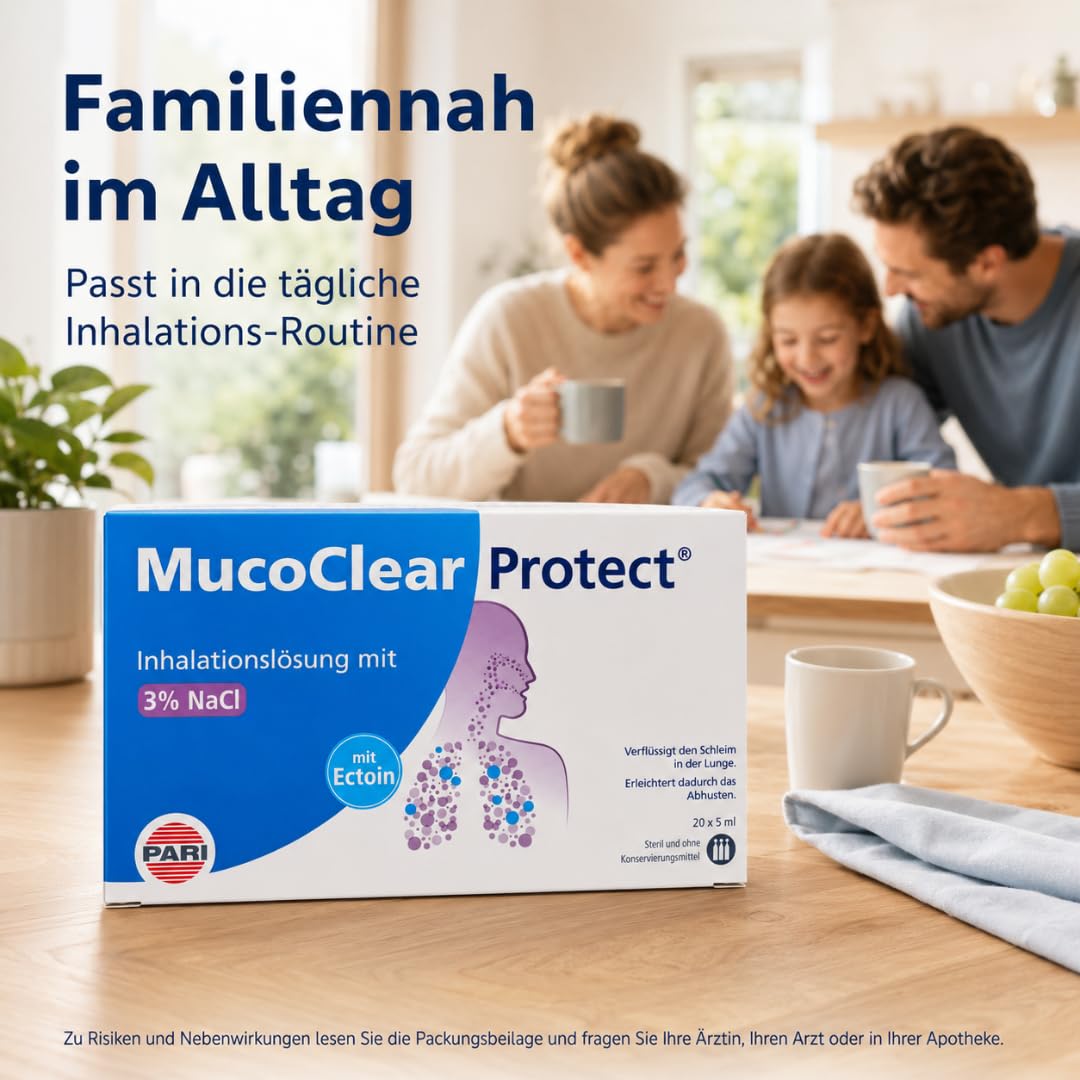 MucoClear Protect Inhalationslösung 20x 5 ml (1x) mit Pharma Perle Duschgel | Inhalationslösung mit Ectoin und 3 % NaCl, sterile Einzeldosen