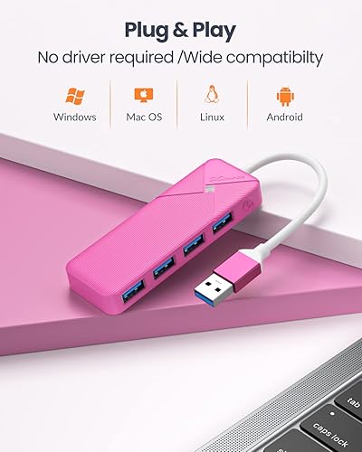Miniatura 6 de GiGimundo Concentrador USB 3.0 de 5 Gbps, divisor USB de 4 puertos múltiples para laptop, computadora, PC, PS4, Xbox, impresora, teclado, mouse,