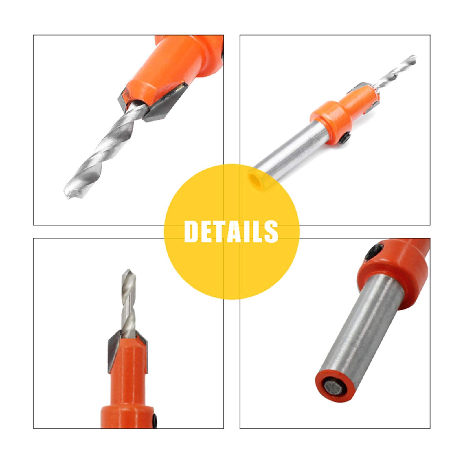 6-Piece Timber Wood Countersink Drill Bit Set – Adjustable Depth With Hex Wrench, 2.8mm To 3.2mm X 8/10mm For Wood Screw Counterbore