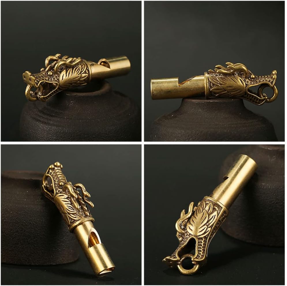 Operitacx 3pcs Copper Hiking Whistles Keychain Loud Emergency Whistle for Camping and Outdoor Activities Dragon-Shaped Design Resistant
