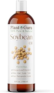 Soybean Oil 32 fl. oz. – Cold Pressed, 100% Pure & Natural Carrier for Skin, Face, Body, Hair & Cooking. Great for DIY Creams, Lotions, and Lip Balms.