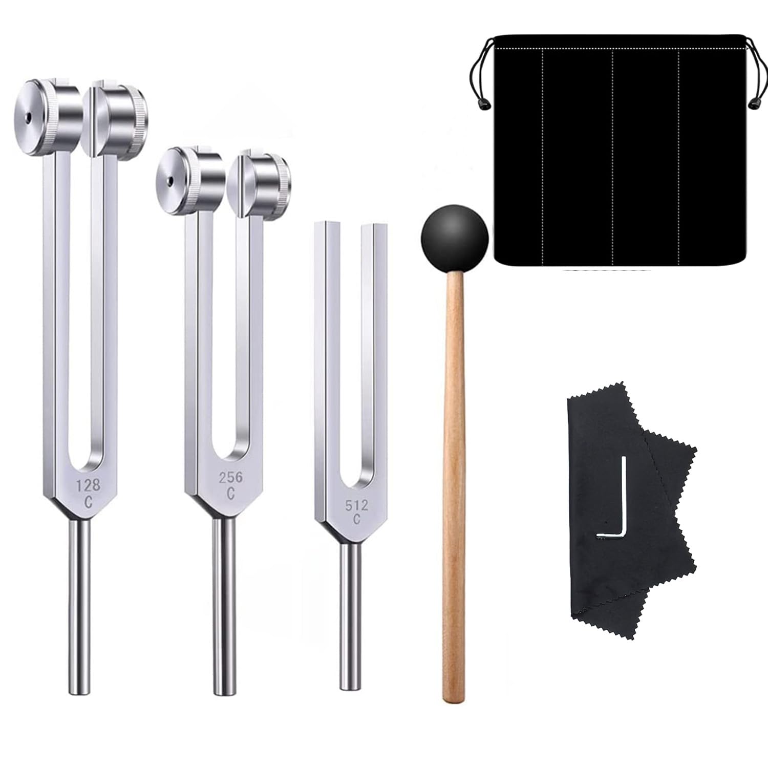 Tuning Forks for Healing Set (128Hz, 256Hz, 512Hz)