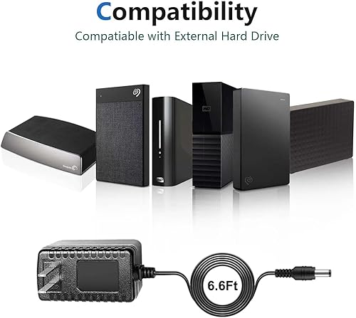 Miniatura 2 de Fuente de alimentación de cargador de 12 V CA/CC compatible con disco duro Seagate, Freeagent Goflex, WD Western Digital My Book Adaptador de disco