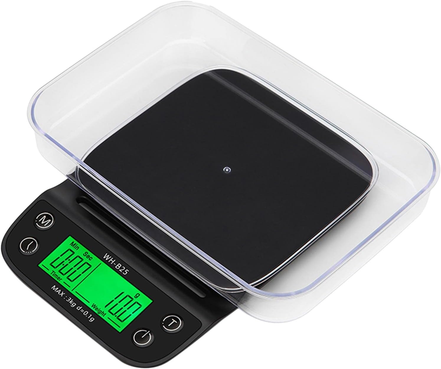 Multi-Purpose Kitchen Scale Timer Function Digital Scale Black