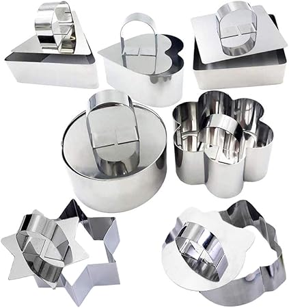 Ziyero 7 Pcs De Formes Différentes Mini Cuisson Cercles Inoxydable Emporte  Pièces Avec Poussoir Nourriture Cuisson Anneau Ronds Pour Les Gâteaux,  Mousse Au Chocolat, Tiramisu, Sandwichs Etc(Argent) : Amazon.fr: Cuisine Et  Maison