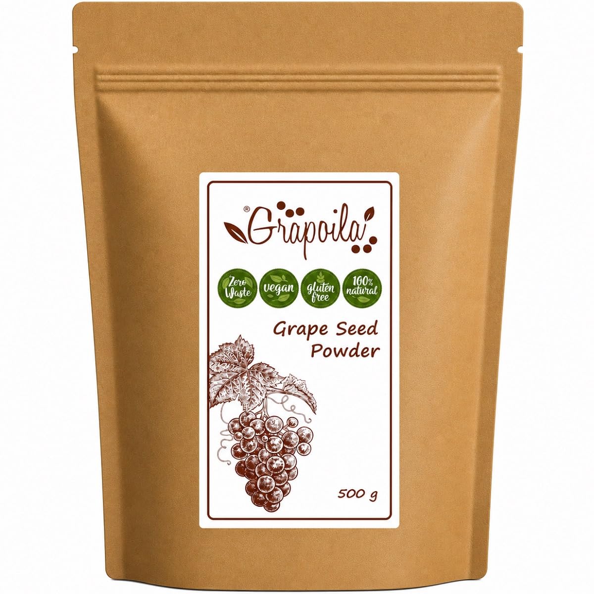 Poudre de pépins de raisin 500 g – Superaliment sain – Source naturelle de resvératrol