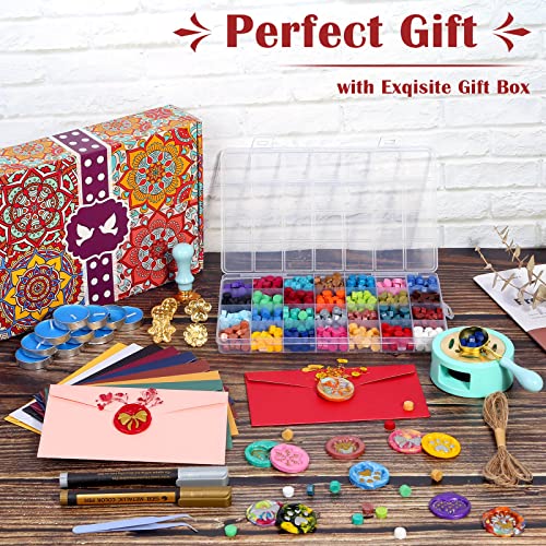 Upgraded Wax Seal Stamp Kit, Anezus 790Pcs Sealing Wax Kit With Wax Seal Beads, Wax Stamp, Wax Warmer, Vintage Envelopes, And Gift Box For Letter Sealing, Invitation Cards, Craft Decoration #TOP6