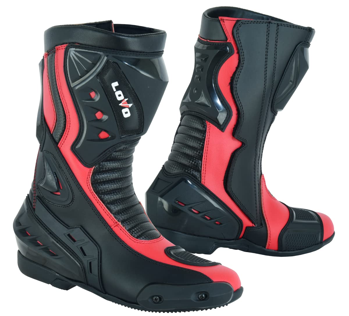 LOVO - Botas Moto de Carreras Unisex - Botas para Moto Hombre y Mujer de Alta Protección - Suela Antideslizante y Gran Resistencia - Diseño Deportivo con Protección y Confort Total