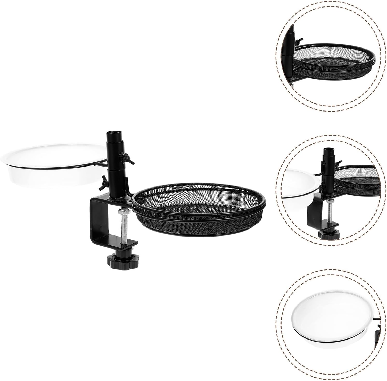 Cabilock Deck Bird Feeder and Water Dispenser Metal Mount with Washable Bird Feeding Bowl for Garden Outdoor Use