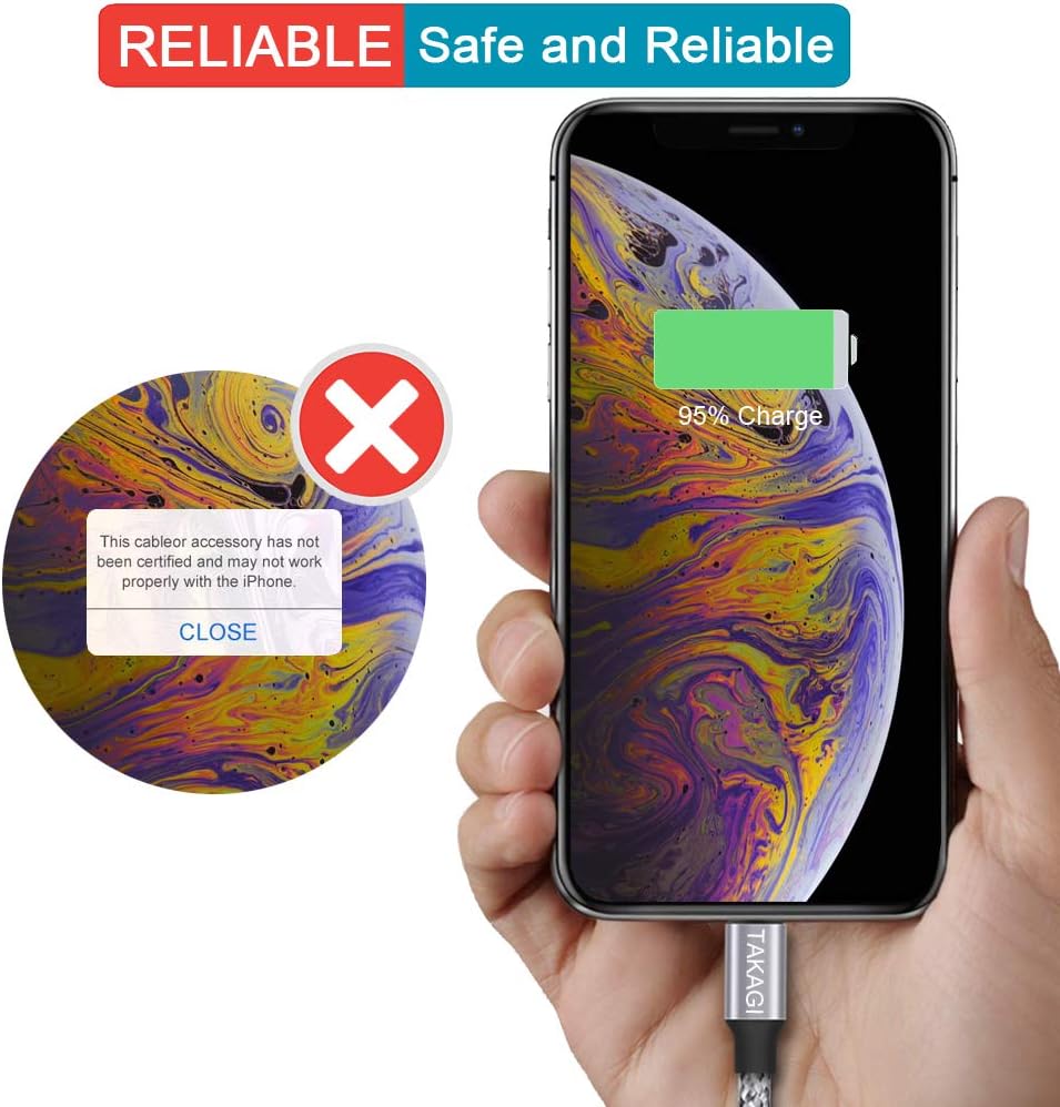 Get Special Price iPhone Charger, TAKAGI 3Pack 6FT Nylon Braided Lightning to USB Cable Power Fast Charging Data Sync Transfer Cord[Apple MFi Certified]Compatible with iPhone13 12 11 Pro Max XS XR X 8 7 Plus 6S SE iPad