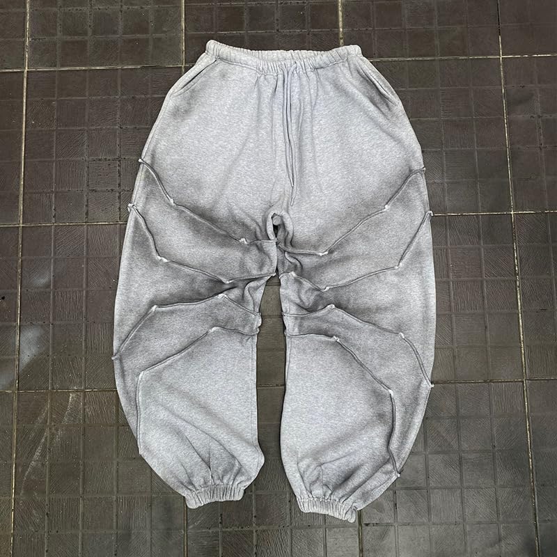 Men's Retro Fashion Streetwear, Loose Casual Pants, Wide Legs, high Street Design, Pleated Dirty Pants3