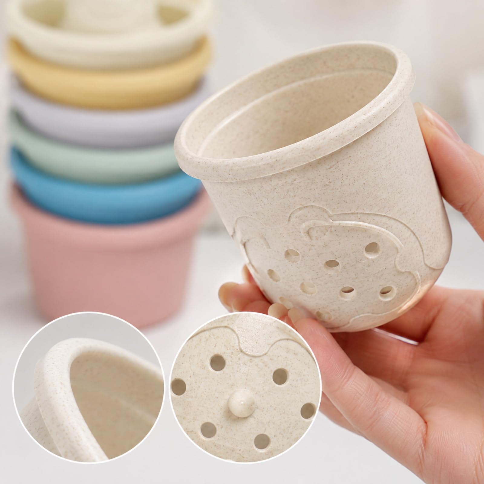 Silikon Stapelbecher Baby, Stapelturm Baby Spielzeug ab 6 Monate, BPA-frei, Montessori Spielzeug Baby Motorikspielzeug, Weich Beißring Stapelsteine Badespielzeug Geschenk für Jungen Mädchen 1 Jahr (A)