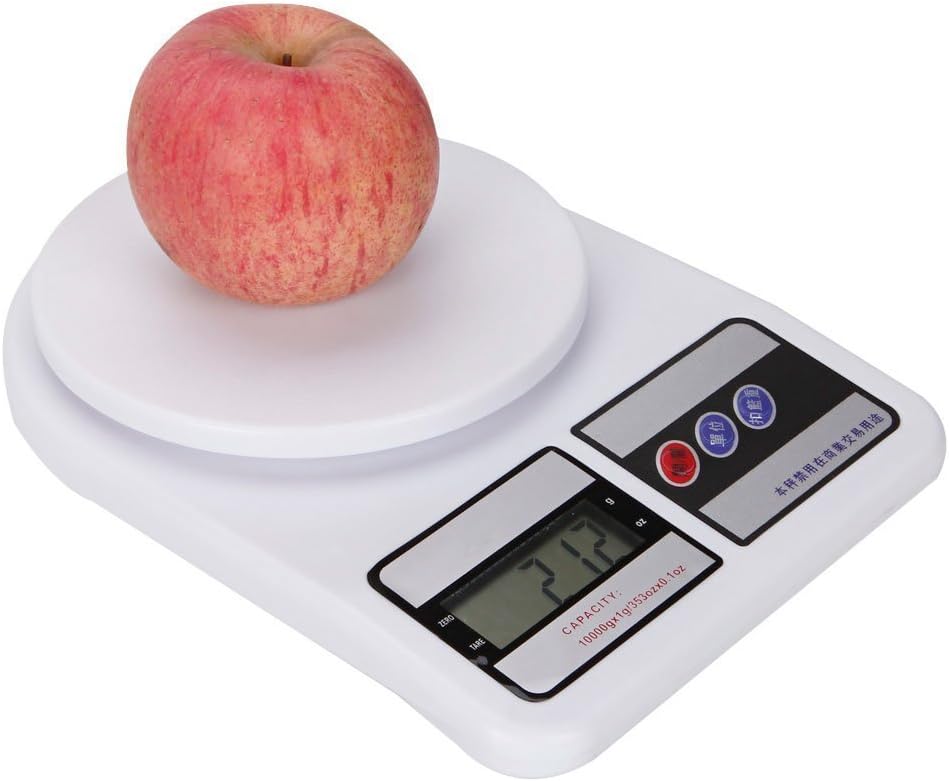 Digital Plastic Kitchen Electronic Food Weight Scale (White, 10-inch, 10 kg)
