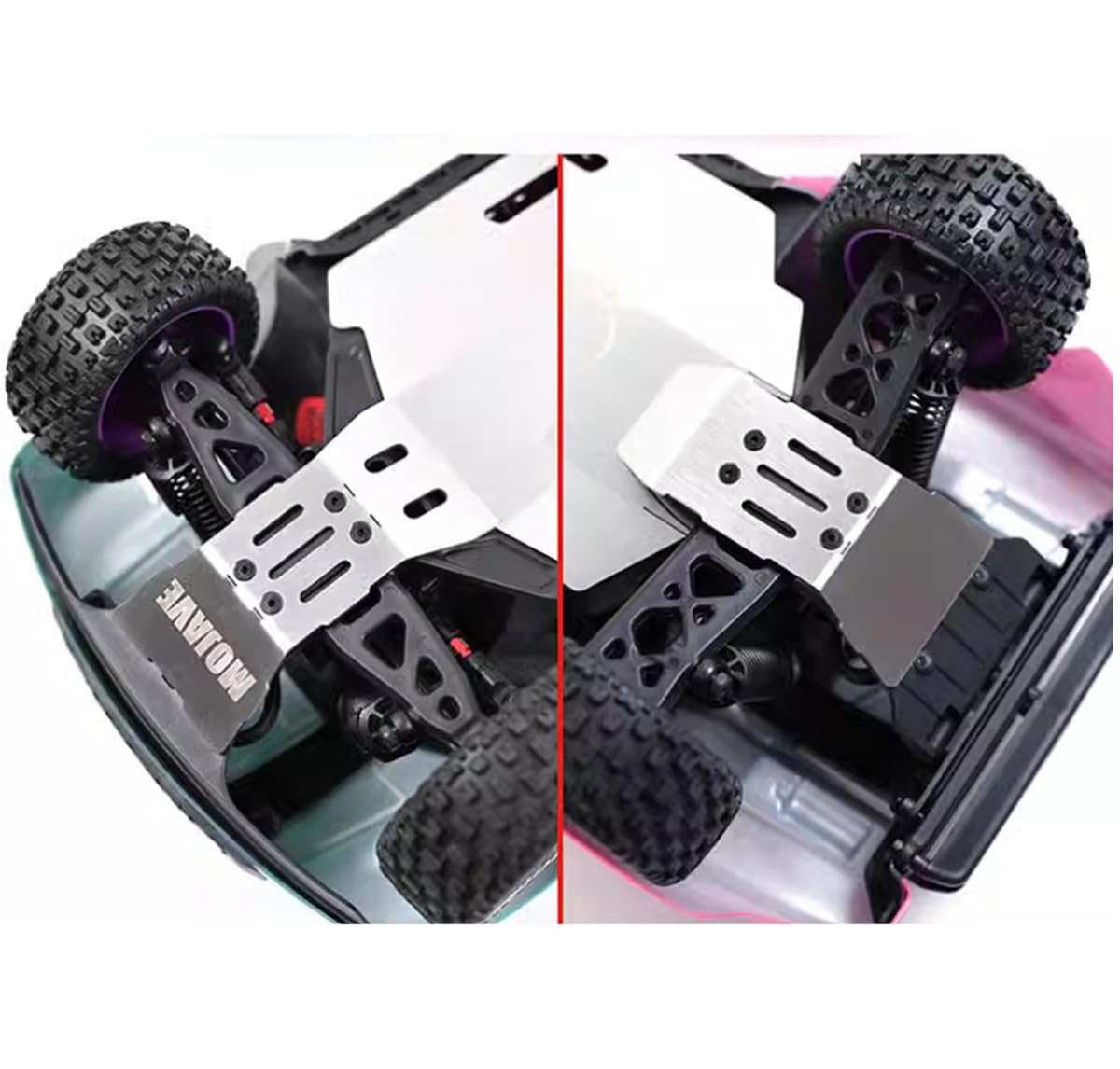 Chassis-Rüstungsset, Edelstahl-Schutzplatte vorne und hinten für Arrma 1/14 Mojave GROM RC, Chassis Protect Armor Vollversion springt hoch