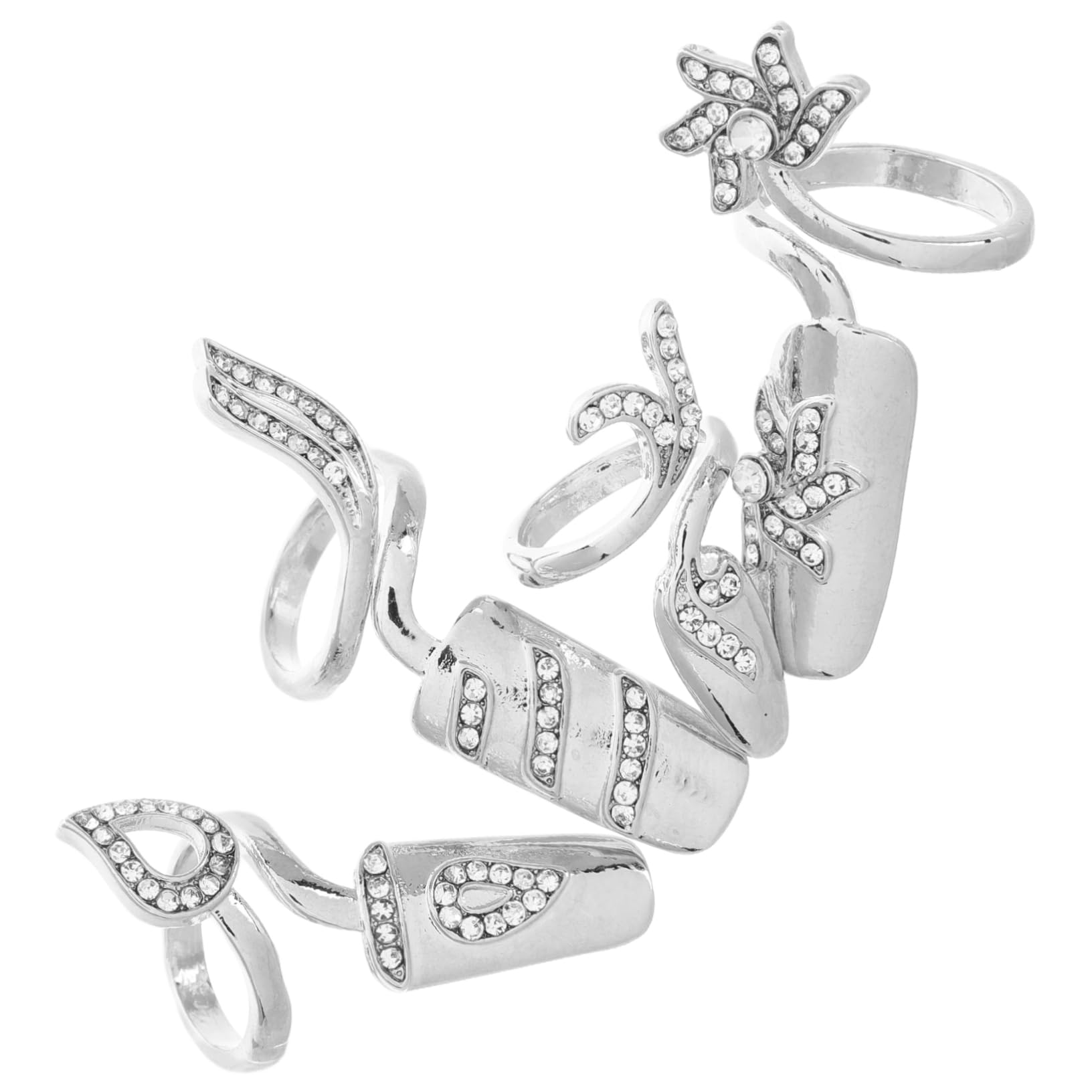 SHERCHPRY 1 Set Rhinestone Nail Tips for Women Multi Alloy Ring for Elegant Manicure Art for Parties Weddings and Festivals