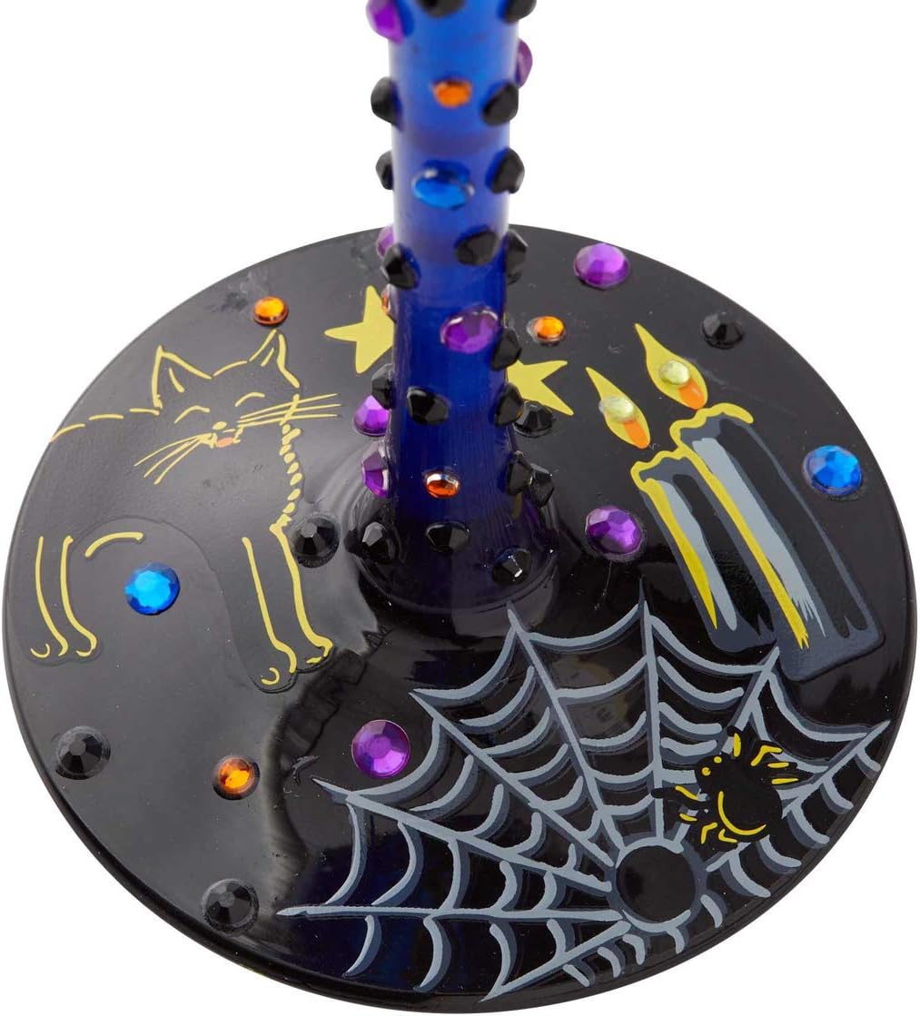 Enesco 6004428 Designs by Lolita Super Bling Halloween Cast a Spell Hand-Painted Artisan Wine Glass, 22 Ounce
