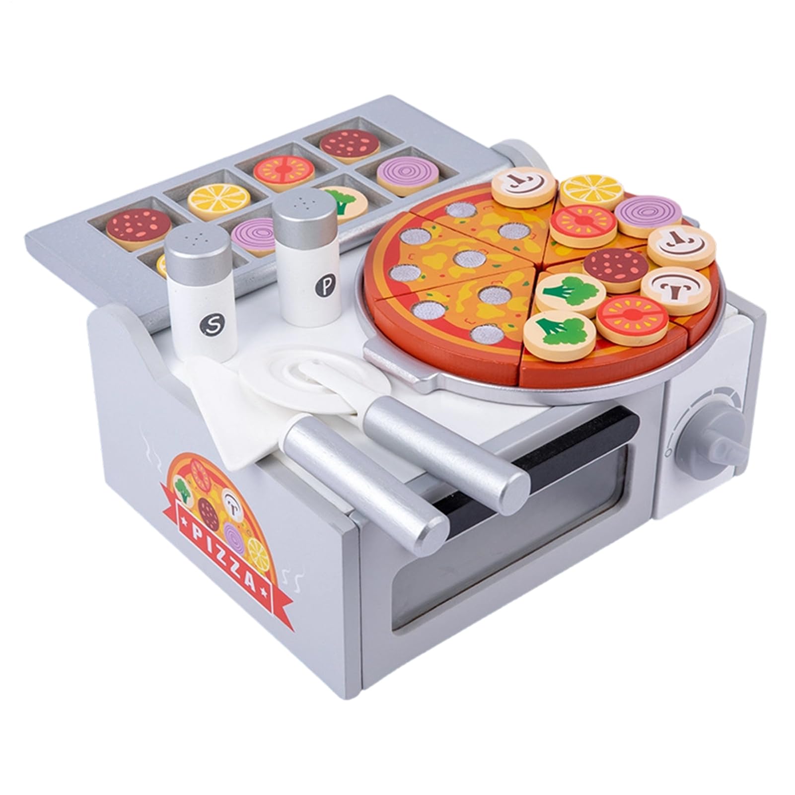 Set di Giocattoli Pizza in Legno per Bambini Attività Educativa di | Alimenti Finti per Cucina dei Bambini Per Bambini e Bambine 3 Anni Ideale per Feste di