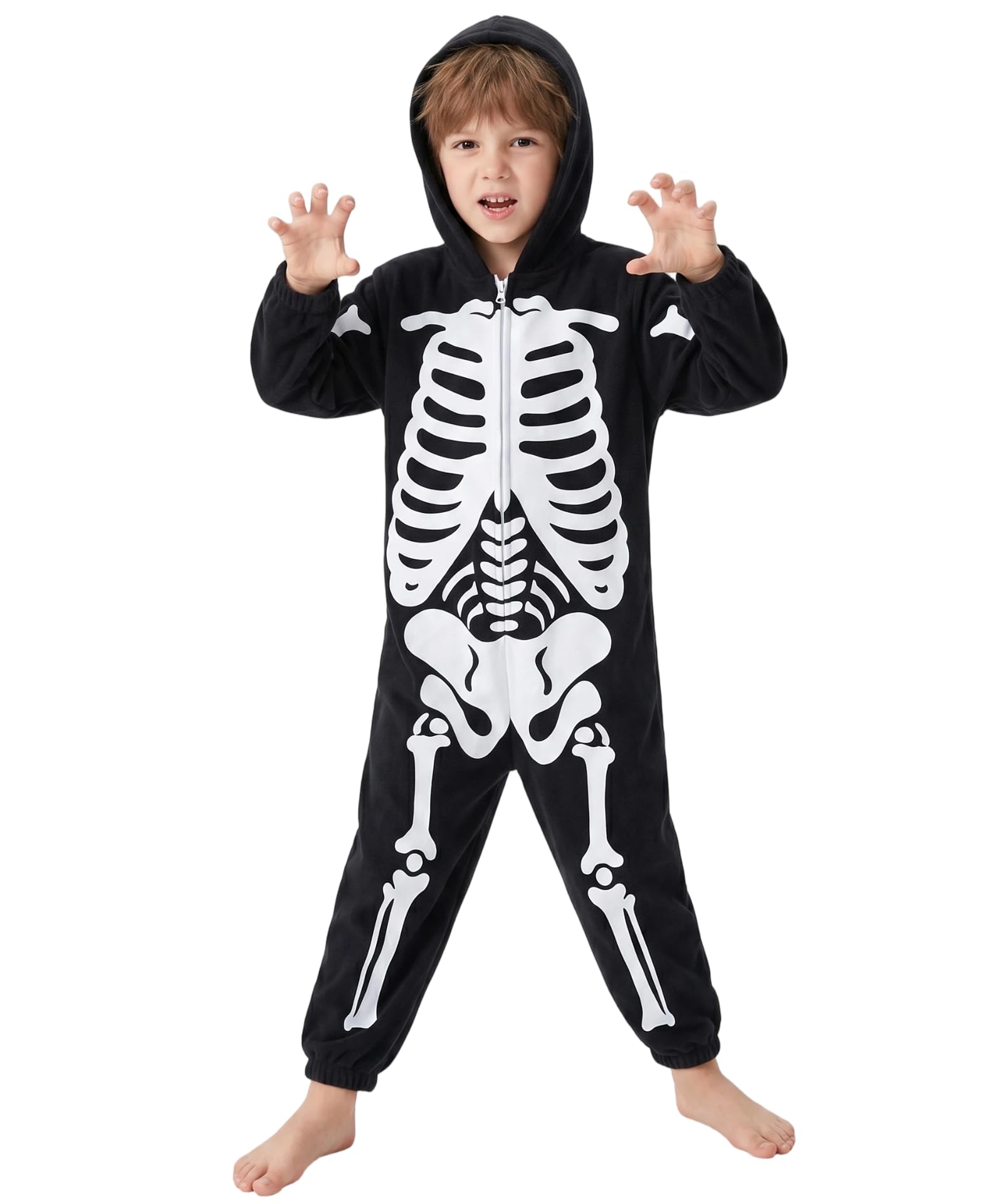 LONULAIN Unisex Kids Animal Oneise Pajamas, Boys Girls Flannel Hooded Halloween Cosplay Costume/Homewear/Sleepwear