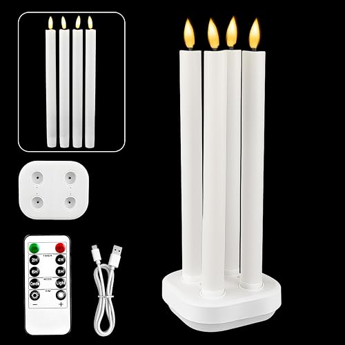 Vela recargable de llama con base de carga, Velas de cuchillo reales LED. Vela c