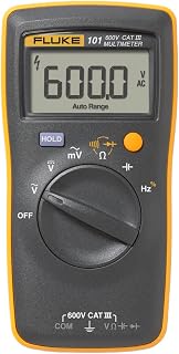 Fluke 101 Digital Multimeter: 0.5% DC Accuracy, CAT III 600V Safety, Compact Rugged Tester for Electricians
