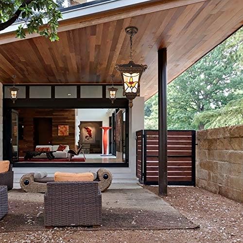European Villa Garden Outdoor Ceiling Pendant Lights Corridor Balcony Chain Bronze Metal Glass Pavilion Waterproof Hanging Lamps