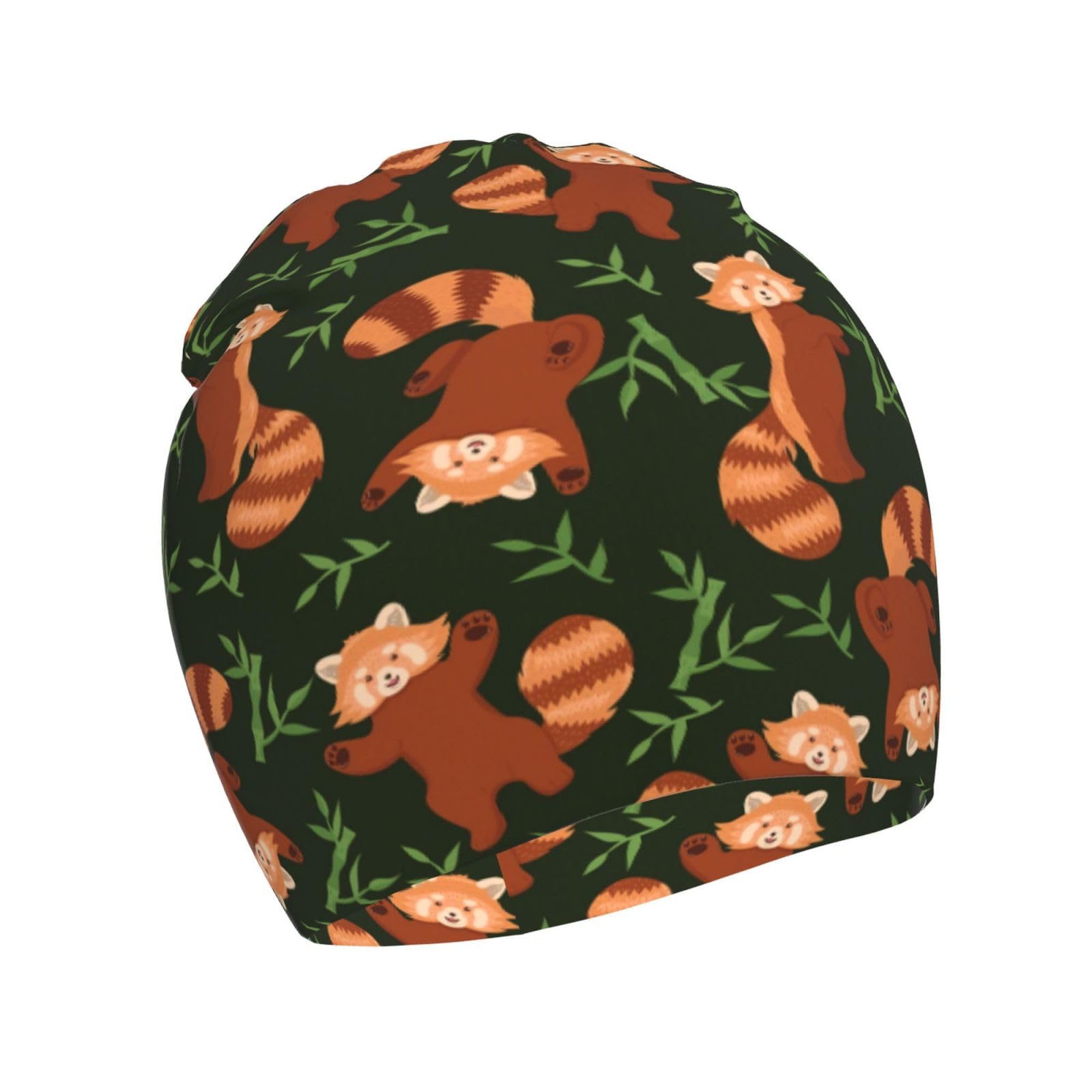 Red Panda and Bamboo Leaves Pattern Kids Beanie Hats Warm Knit Beanie Cap Skull Caps Gifts Decor for Boys Girls