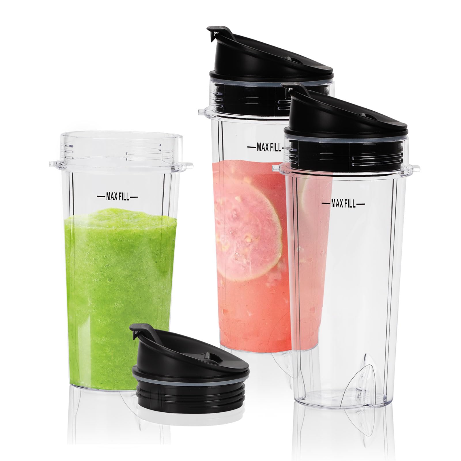 Amazon.com: 3 Pack Blender Cups Replacement Single Serve 16 OZ Cups ...