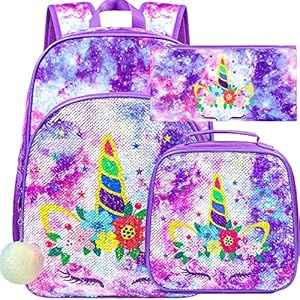 WZLVO Kids Backpack for Girls,Prechool Elementary Kindergarten School Bookbag and Lunch Box