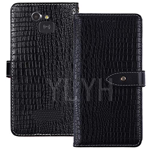 YLYT Flip Hülle Etui Schwarz Leder Tasche Schutz Hülle Für Doro 5516 2.4 inch Handy Horizontale Standfunktion Magnetverschluss Strapazierfähiger Cover