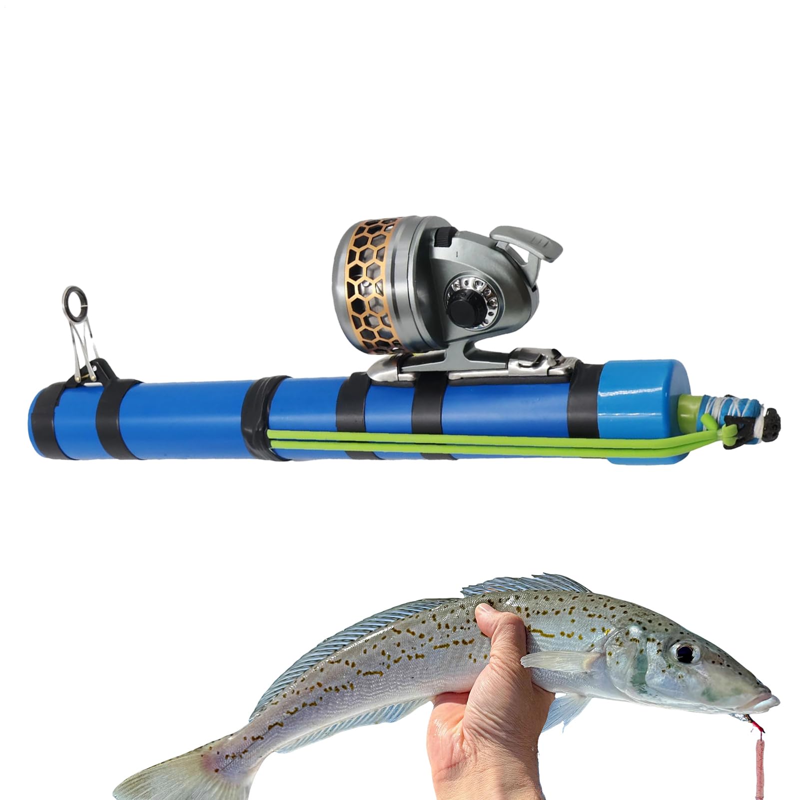 Canna da pesca | Slingshot Design Compact Fish Tool con mulinello, portatile Catapulta Lure Fishing Tools | per spigola, trota, acqua salata, acqua dolce, riva, fiume, stagno, lago