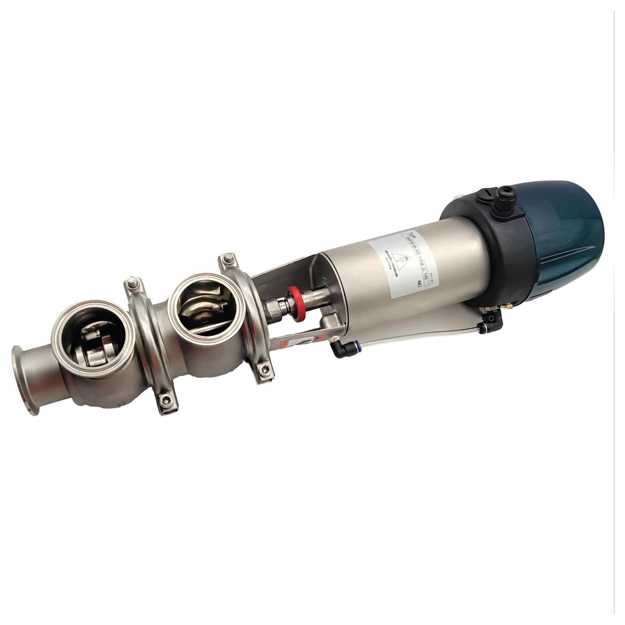 Válvula de flujo dividido neumática CNC con sello caucho Epdm acero inoxidable