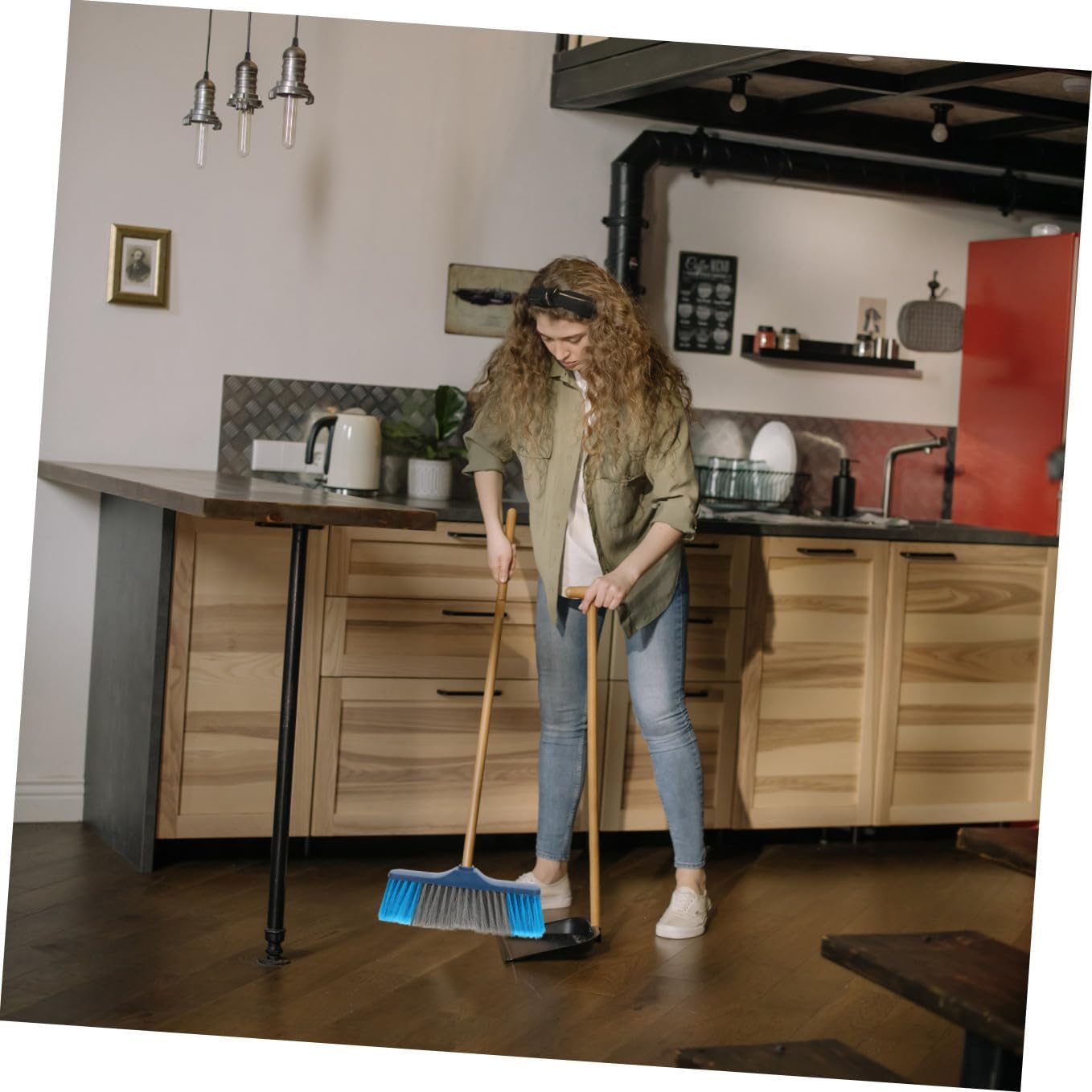 Cleaning Broom Head Indoor Broom Head Accessory Wash Brush Remover for Hardwood Tile