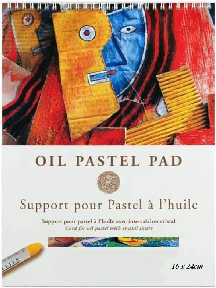 Sennelier Olio pastello Pad spirale 12 fogli - 340 g/m² con divisori cristallo (protezione) senza acidi. 16 x 24 cm