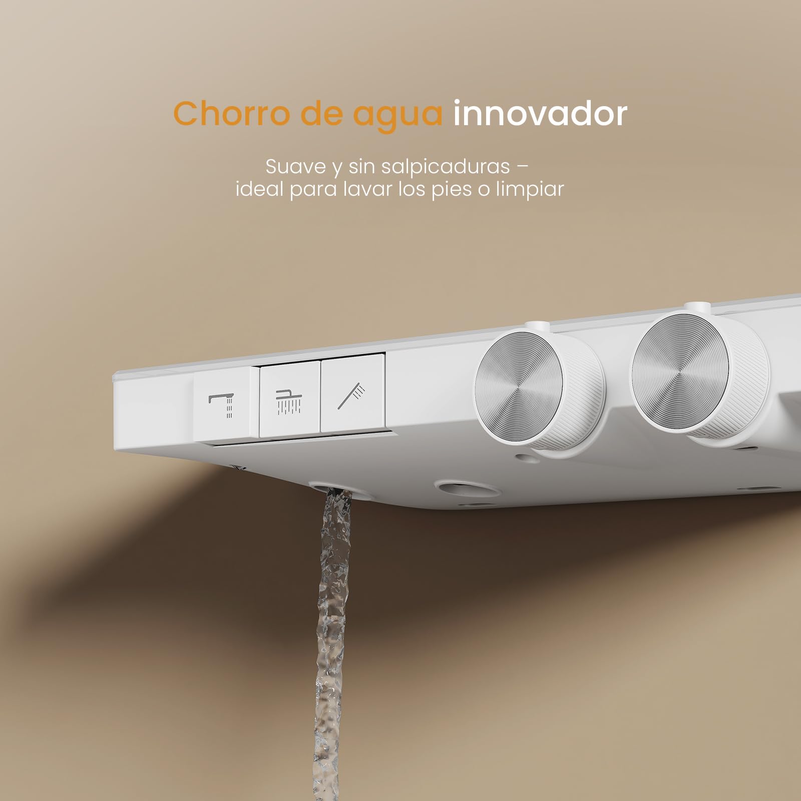 EMKE Columna de Ducha Termostática, Blanco Mate, Caudal Ajustable