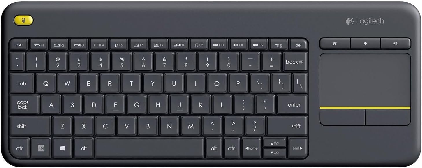 Logitech Wireless Touch K400 Plus With 3.5-inch Multi-Touch Touchpad, Quiet Keys, 33 ft. Range, Plug-and-Play (Renewed)