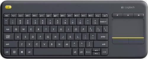 Logitech Wireless Touch K400 Plus con panel táctil multitáctil de 3.5 pulgadas, teclas silenciosas, rango de 33 pies, Plug-and-Play (renovado)
