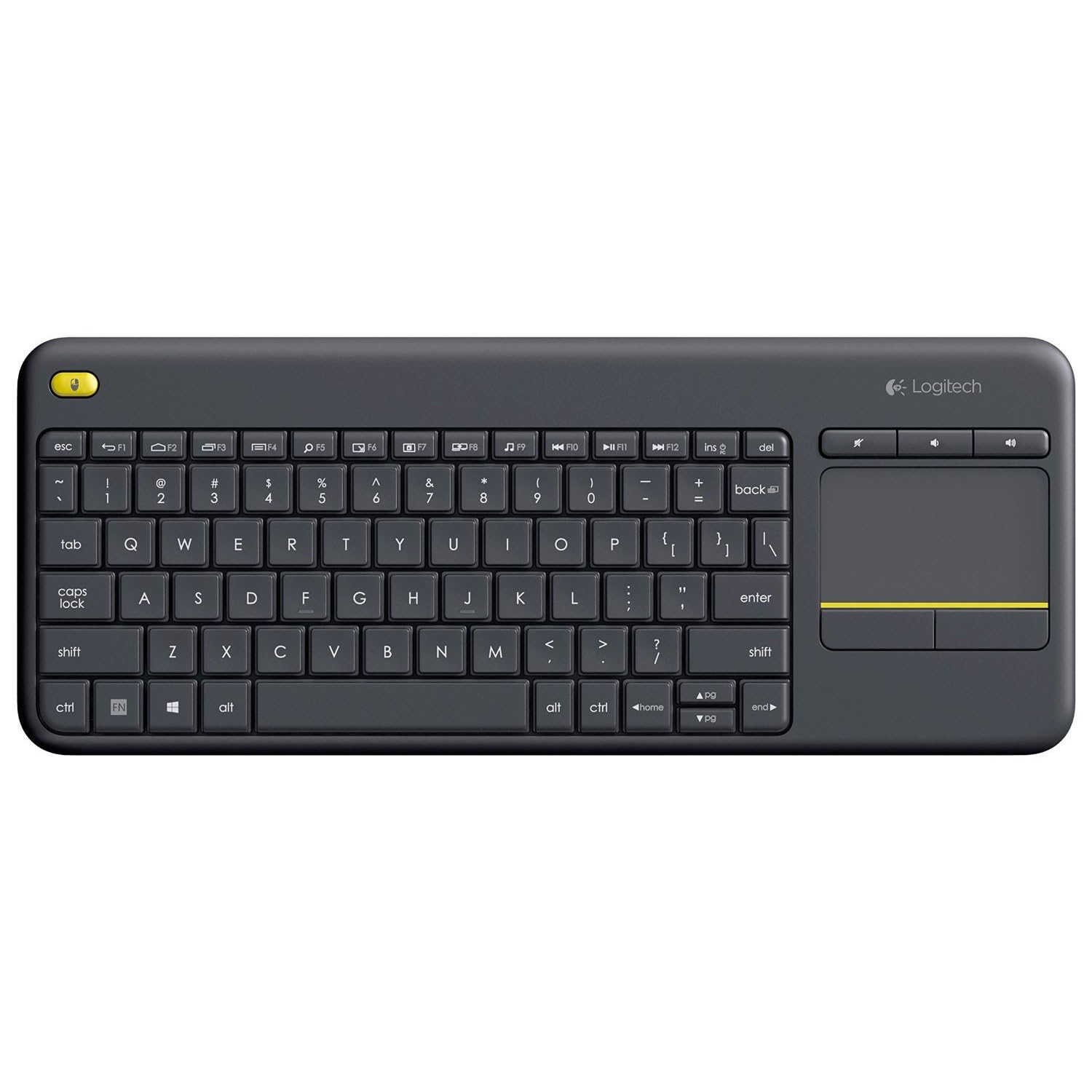 Logitech Wireless Touch K400 Plus With 3.5-inch Multi-Touch Touchpad, Quiet Keys, 33 ft. Range, Plug-and-Play (Renewed)