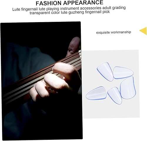 Miniatura 2 de 5 unids PC policarbonato PC Guzheng Pulgar Pick plástico Pipa uñas falsas ajustables dedos púas Acusticas para adultos Púas guitarra eléctrica
