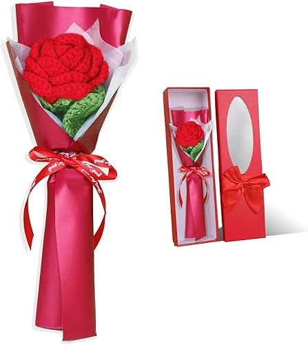 Miniatura 7 de Regalos para el día de San Valentín, rosas hechas a mano, flores tejidas a mano, decoración del hogar, regalos de cumpleaños para mujeres, esposa,