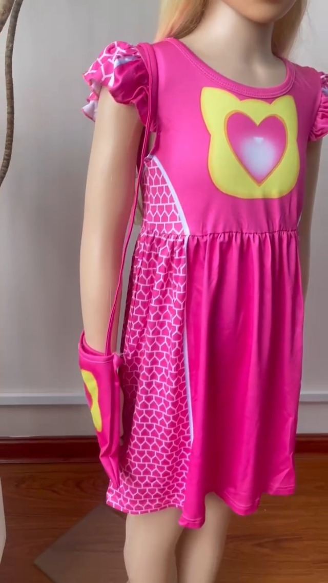 Vestido de superheroína con manga volante para niñas 3-8 años miniatura 5