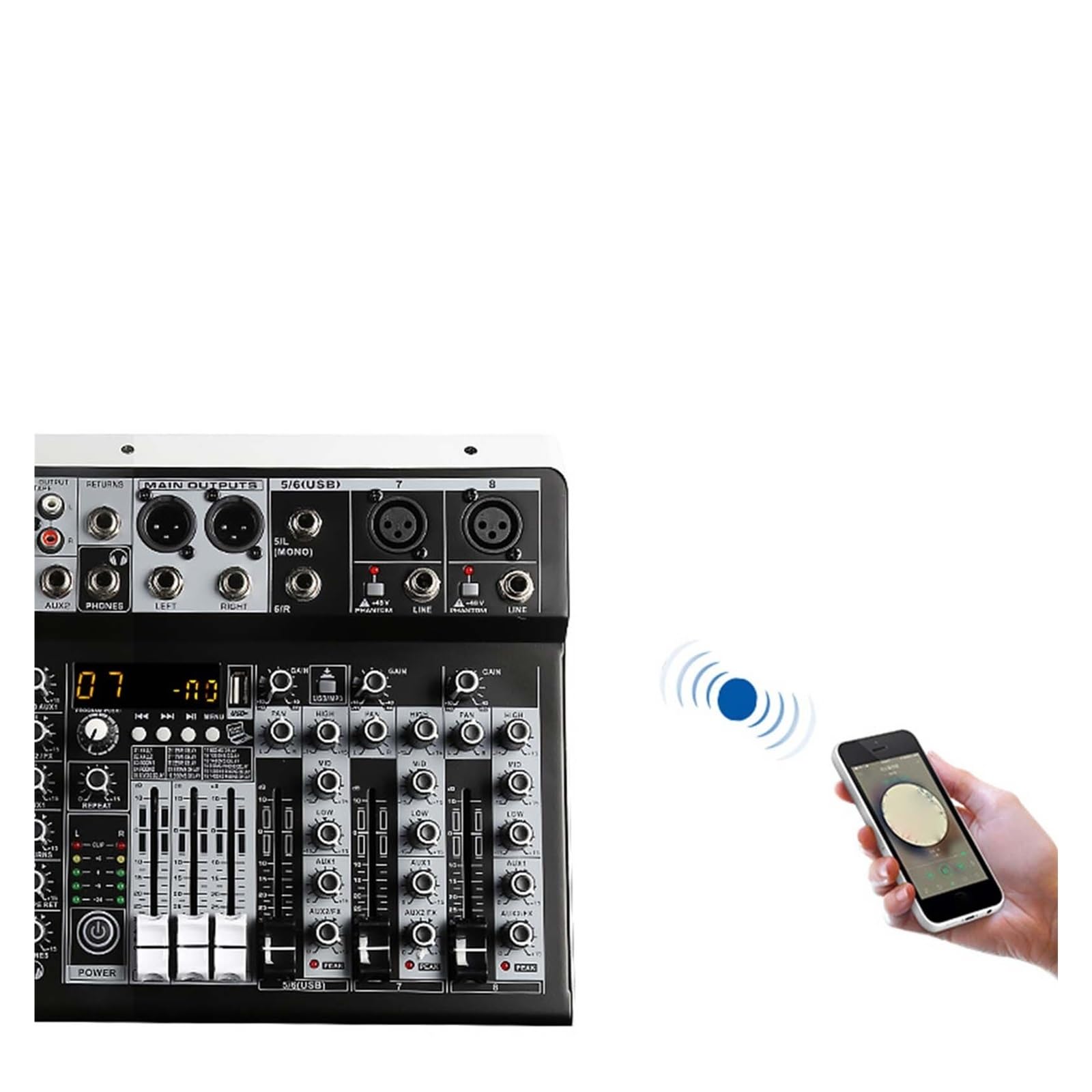Mikser dźwięku dla DJ-a Mikser Audio Z Efektami Dla Początkujących 4-kanałowe Wejście Stereo Transmisja Na Żywo 8-kanałowy Mikser Wtyczka Miksera Stereo(8 Channle)