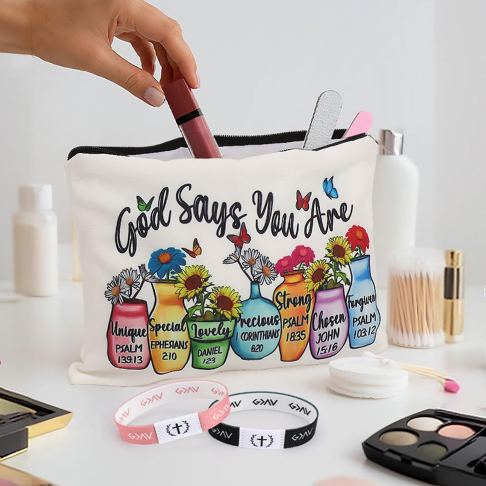 FIDWALL Christian Bible Verse Bracelets with NFC & Inspirational Makeup Bag - Image 2