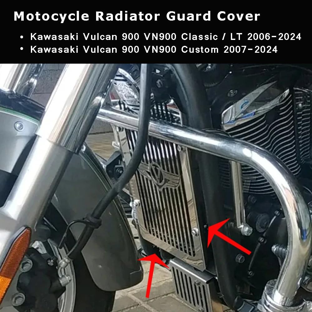 Vulcan 900 2006-2024 Motocycle Radiator Grille Guard Protection Cover for Vulcan 900 VN900 LT Classic Custrom 2006-2020 2021 2022 2023 2024 - Black