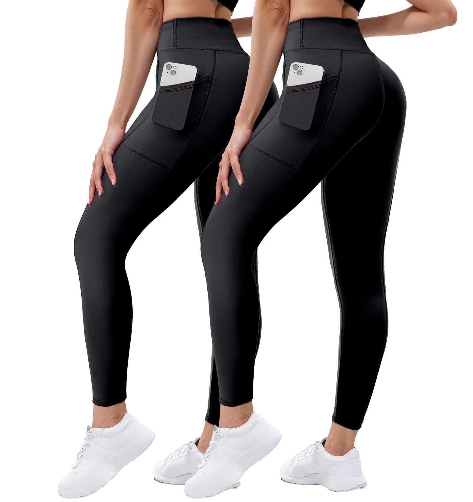 Noblarm 3 Pack Leggings with Pockets for Women,High Waisted Tummy Control Soft Yoga Pants for Workout,Active,Running,Lounge